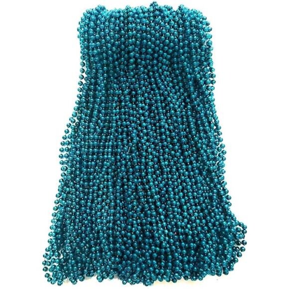 Turquoise Blue Mardi Gras Beads -33 inch,7mm,72 Necklaces,6 Dozen Party Supplies - Picture 4 of 8